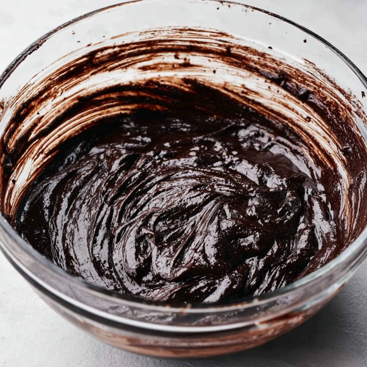 Healthy Oreo Cupcakes Recipe 11 A bowl of thick chocolate batter, showing the smooth and creamy texture of the mixture.