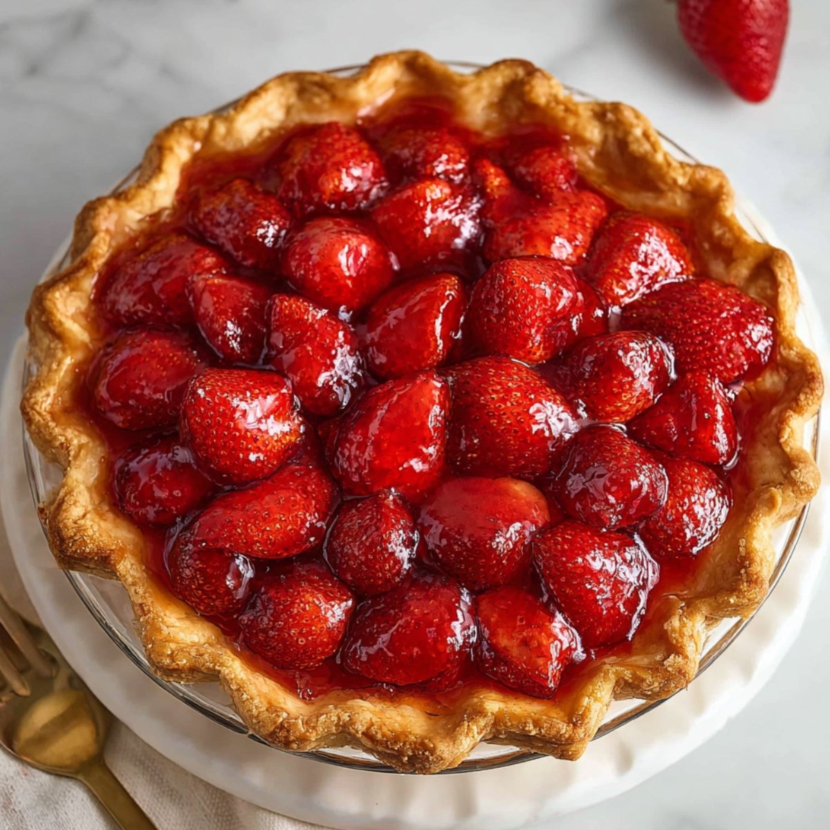 Best Strawberry Pie Recipe 11 Whole strawberry pie with glossy glazed berries in a flaky crust.