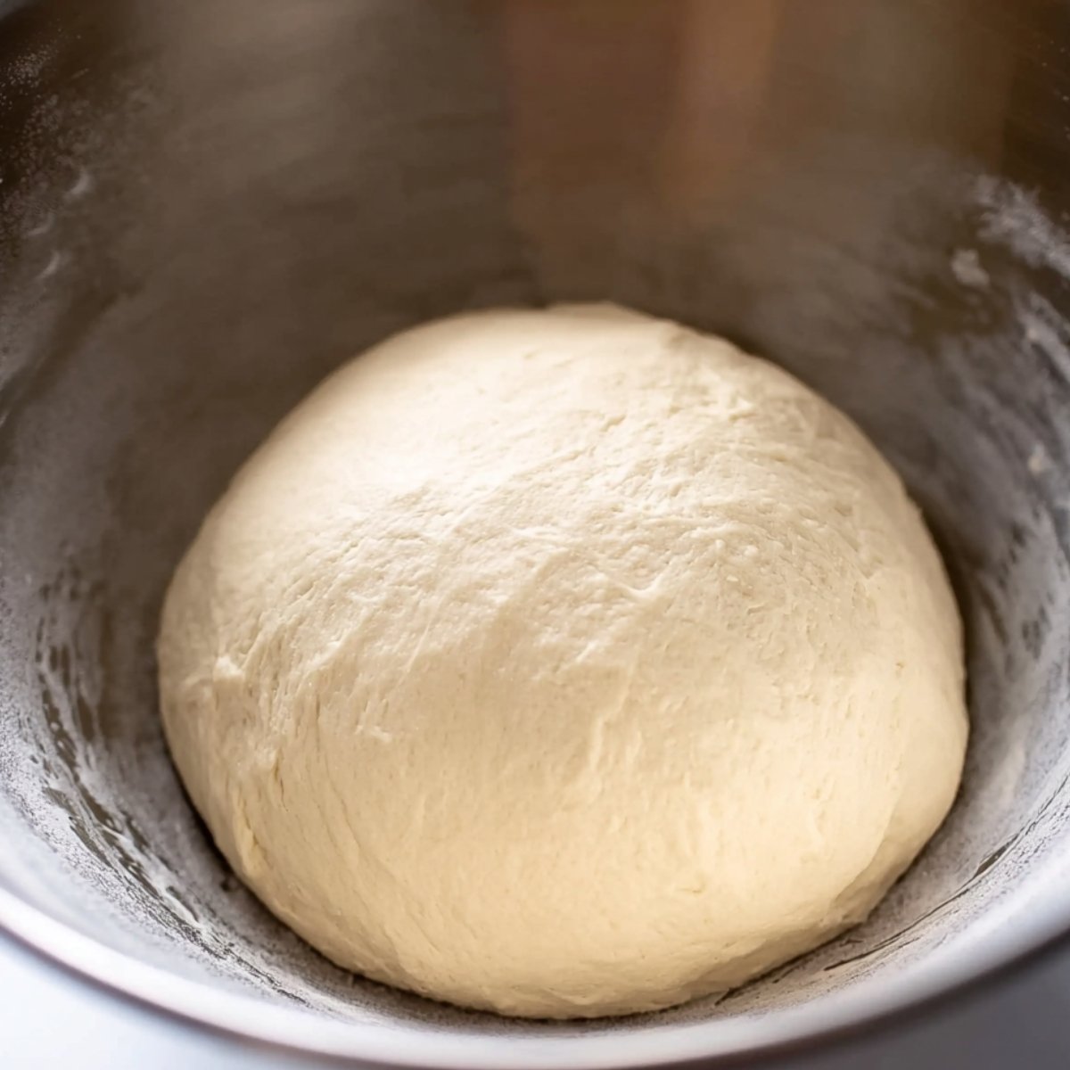 Easy Cinnamon Sugar Soft Pretzels Recipe from Scratch 10 A ball of dough resting in a bowl, ready to rise.