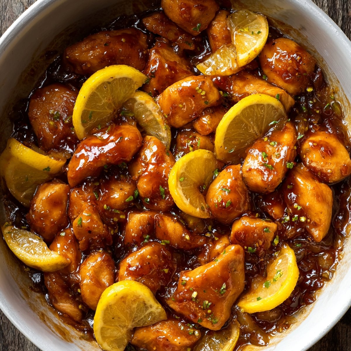 Easy Sheet Pan Chicken Pitas Recipe 10 Chicken pieces in a sweet and tangy lemon sauce with lemon wedges