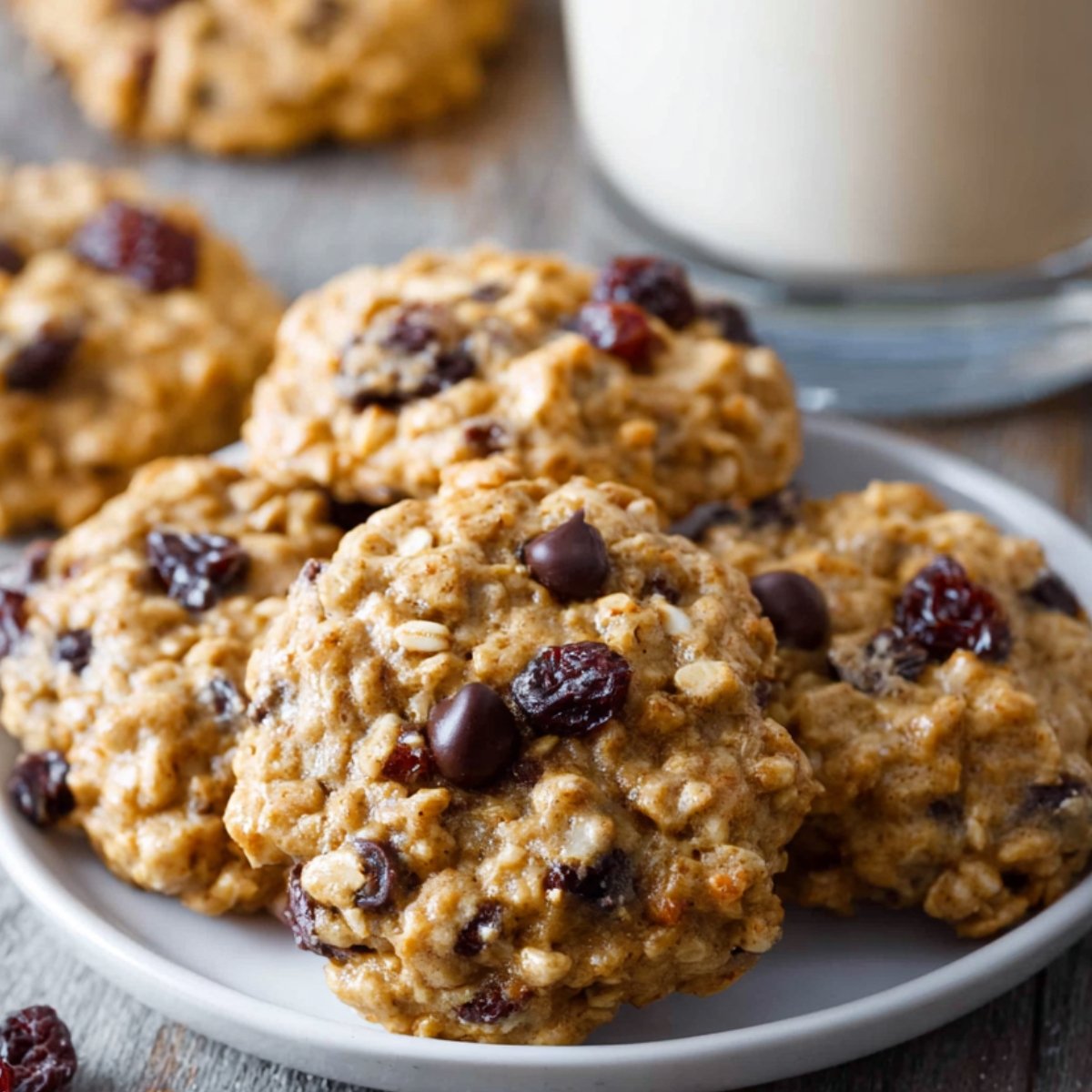 These are Protein oatmeal cookies with chocolate chips and cranberries.