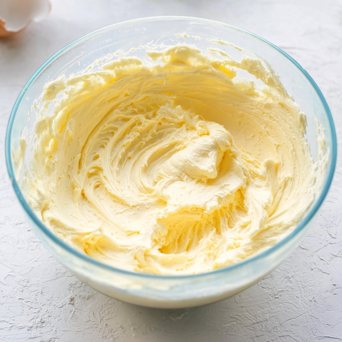 Easy Moist Chocolate Cake with Chocolate Fudge Frosting 10 A bowl of whipped butter, smooth and creamy.