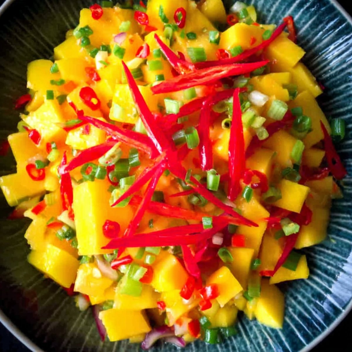 Easy Mango Slaw Recipe 11 Diced mango with red chili and green onions