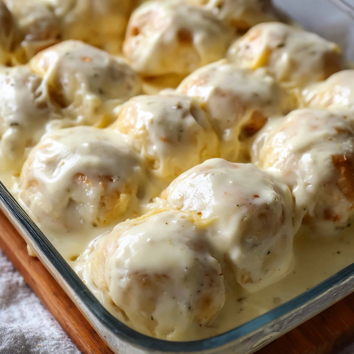 Easy Cheesy Chicken Crescent Bake 11 Bowl of creamy chicken filling.