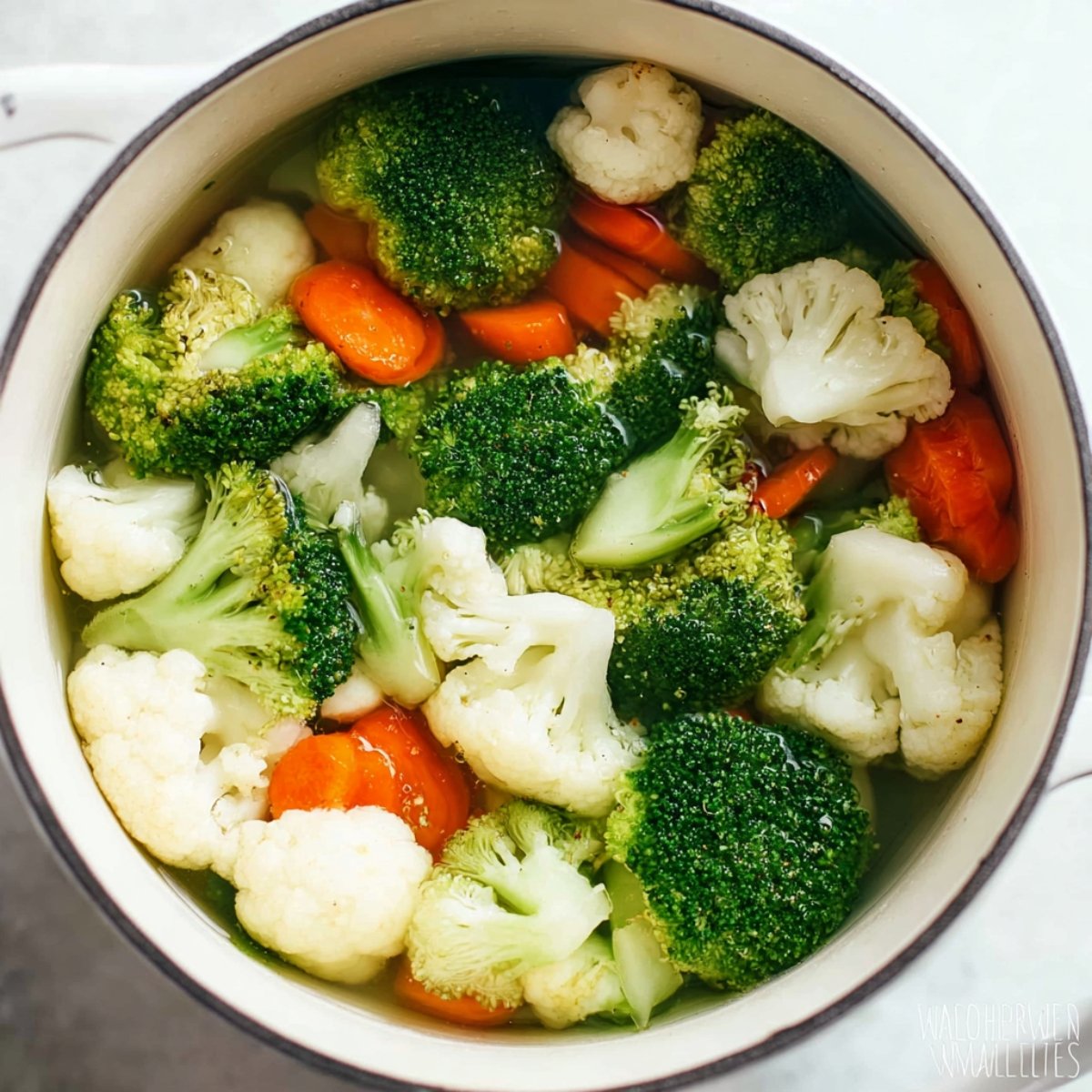 Easy Vegetable Casserole Recipe 10 Broccoli, cauliflower, and carrots in boiling water.