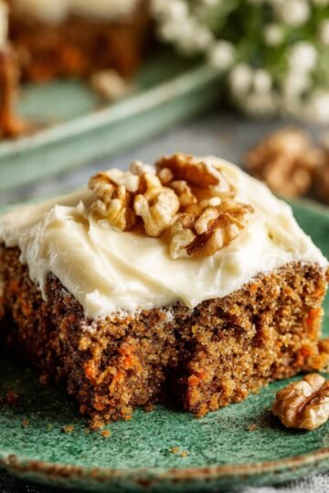 Easy Carrot Cake Bars Recipe 6 Carrot Cake Bars with cream cheese frosting and walnuts