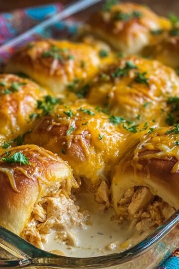 Easy Cheesy Chicken Crescent Bake 16 Baked Cheesy Chicken Crescent Bake with herbs.