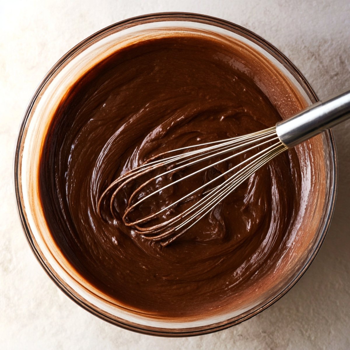 Best Raspberry Chocolate Cupcakes from Scratch 11 Bowl of smooth chocolate batter with whisk.