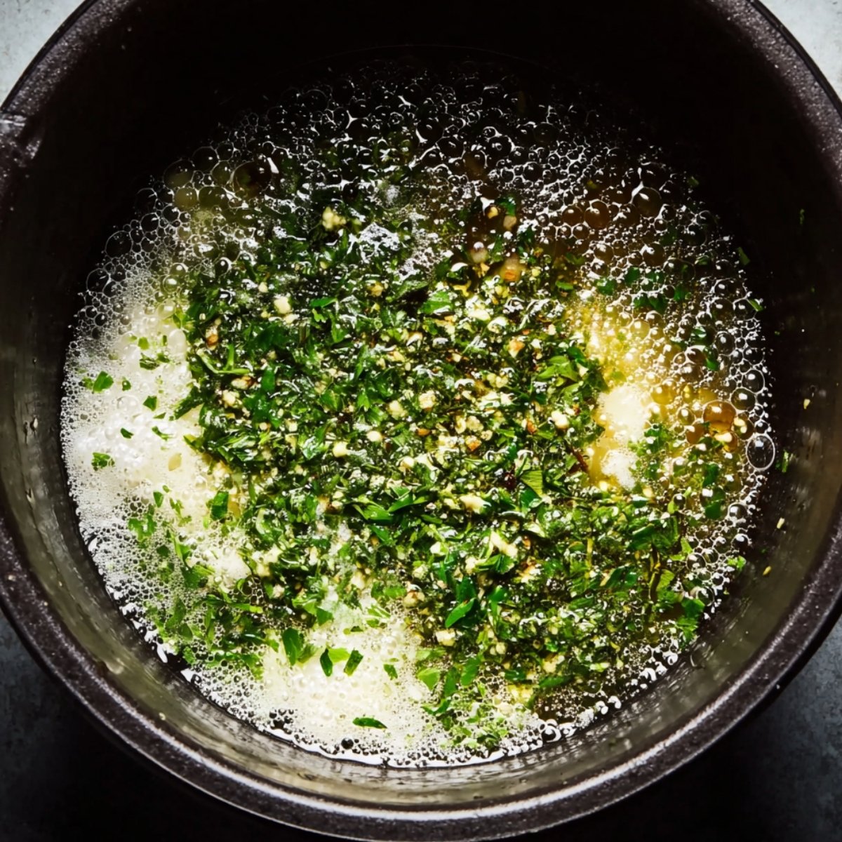 Easy Simple Seafood Bisque 10 Chopped green onions added to simmering soup.
