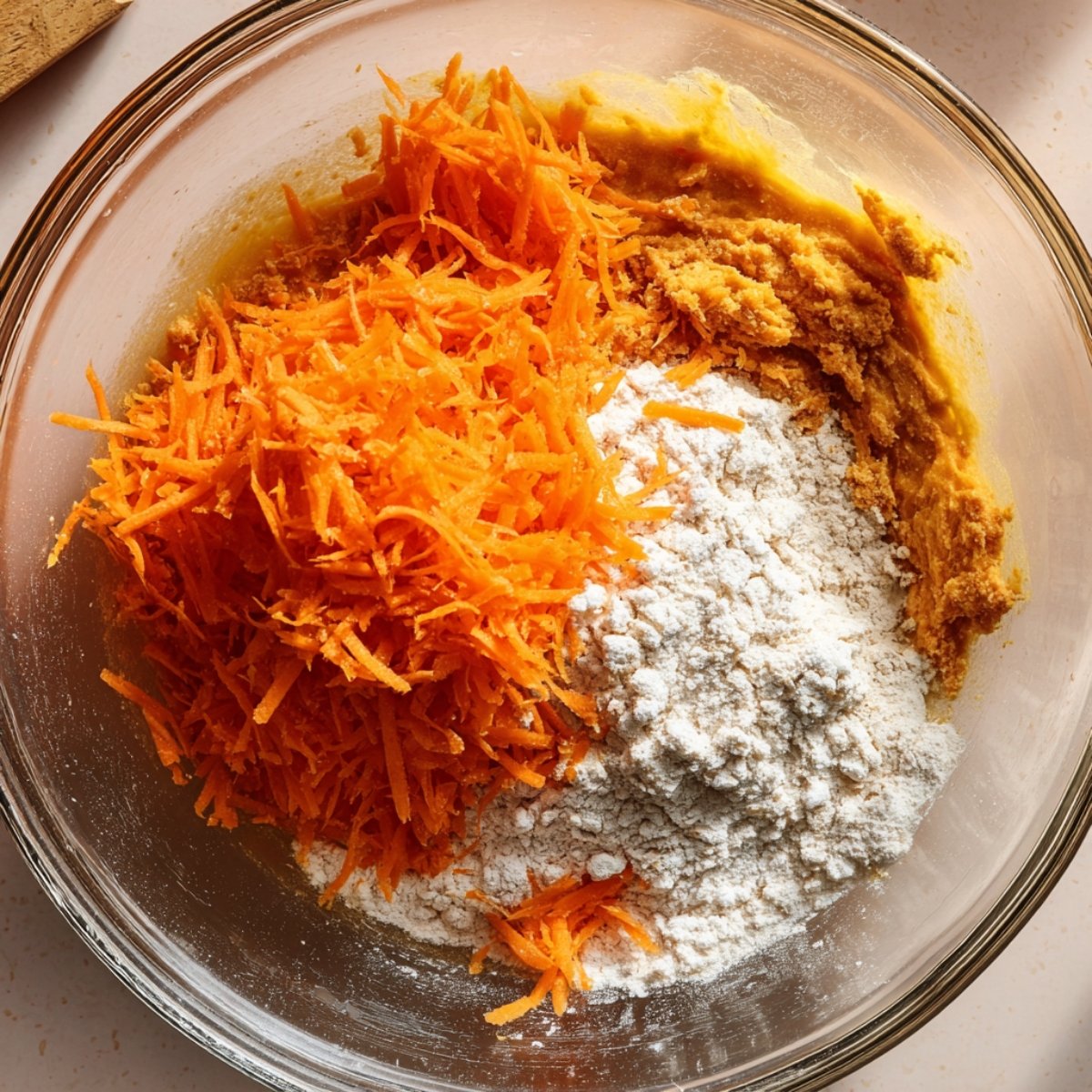 Easy Carrot Cake Bars Recipe 11 Shredded carrots and flour added to batter