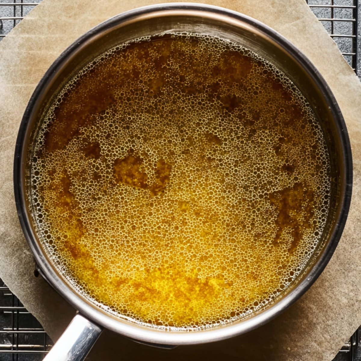 Easy Garlic Pita Bread Recipe 11 Melted garlic butter in a saucepan.