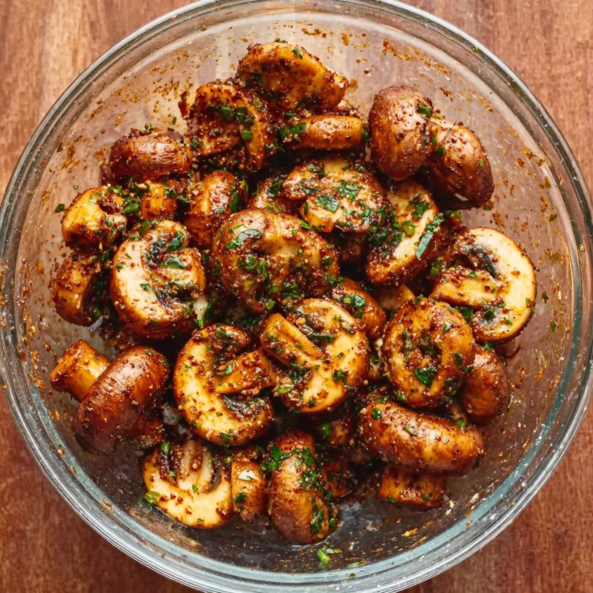 Easy Grilled Mushroom Skewers 10 Seasoned mushrooms in a bowl ready to grill